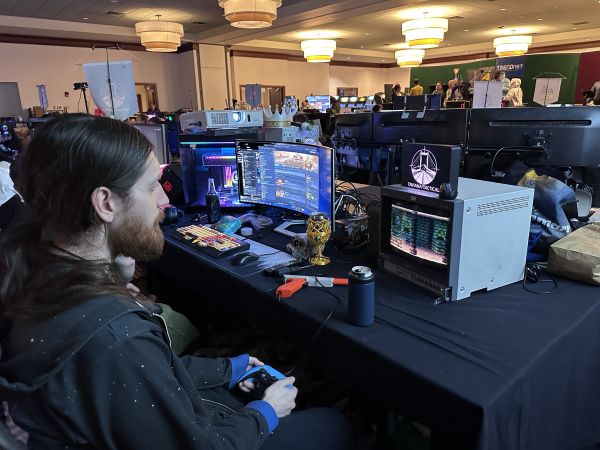 Attendee Playing on Retro Monitor